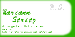 mariann stritz business card